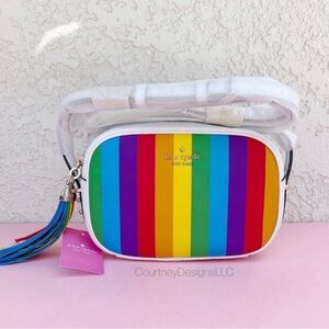 Kate Spade Kourtney 🌈 Rainbow Stripe Pride Camera Crossbody Bag- NWT